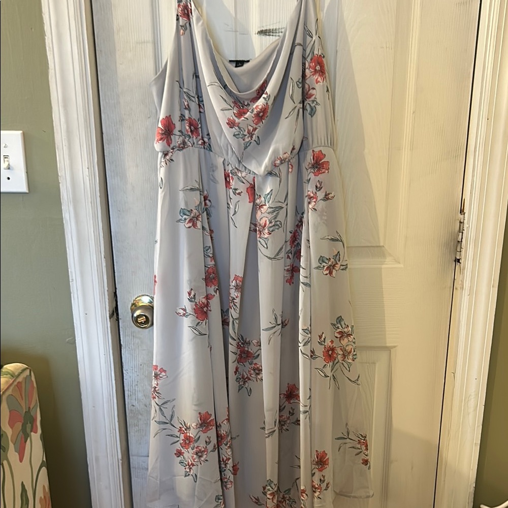 Floral Maxi Dress with Draped Neckline